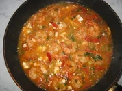 Garnelen-Pfännchen-sahanaki - Rezept