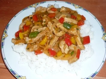 Schweinegeschnetzeltes mit Paprika & Zwiebeln - Rezept