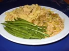 Rahmschnitzel mit Prinzessbohnen und Nudeln - Rezept