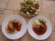 gefüllte Hühnerbrüstchen + Salatteller - Rezept