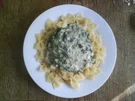 Farfalle mit Gorgonzola-Spinat-Sauce - Rezept