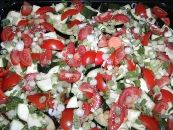 Rezept: Hähnchenbrust auf buntem Gemüse vom Blech Bild Nr. 2 Hähnchenbrust auf buntem Gemüse vom Blech - Rezept - Bild Nr. 2