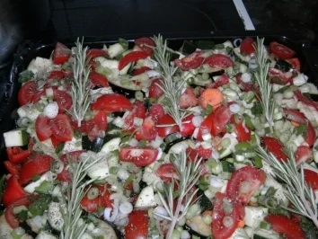 Rezept: Hähnchenbrust auf buntem Gemüse vom Blech Bild Nr. 3 Hähnchenbrust auf buntem Gemüse vom Blech - Rezept - Bild Nr. 3