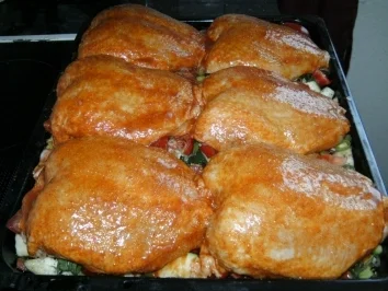 Rezept: Hähnchenbrust auf buntem Gemüse vom Blech Bild Nr. 5 Hähnchenbrust auf buntem Gemüse vom Blech - Rezept - Bild Nr. 5