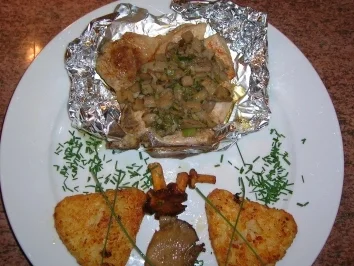 Rezept: Schweinekoteletts (im Silbermantel) mit Sherry-Austernpilzkruste an Rösti Bild Nr. 2 Schweinekoteletts (im Silbermantel) mit Sherry-Austernpilzkruste an Rösti - Rezept - Bild Nr. 2