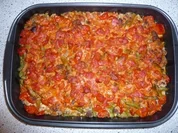 Bohnen-Mett Auflauf mit Tomaten - Rezept