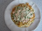 Rezept: Lachs - Erbsen Soße zu Spaghetti Lachs - Erbsen Soße zu Spaghetti - Rezept