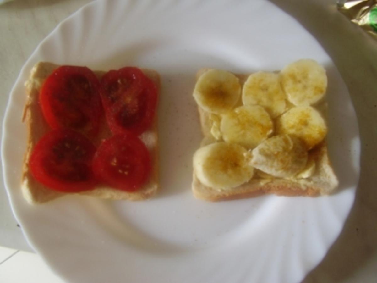 Toast mit Bananen- Schinken - Käse und Tomaten - Schinken - Käse ...