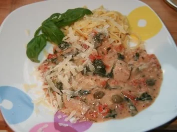Spaghetti mit Thunfisch - Tomaten - Creme - Rezept