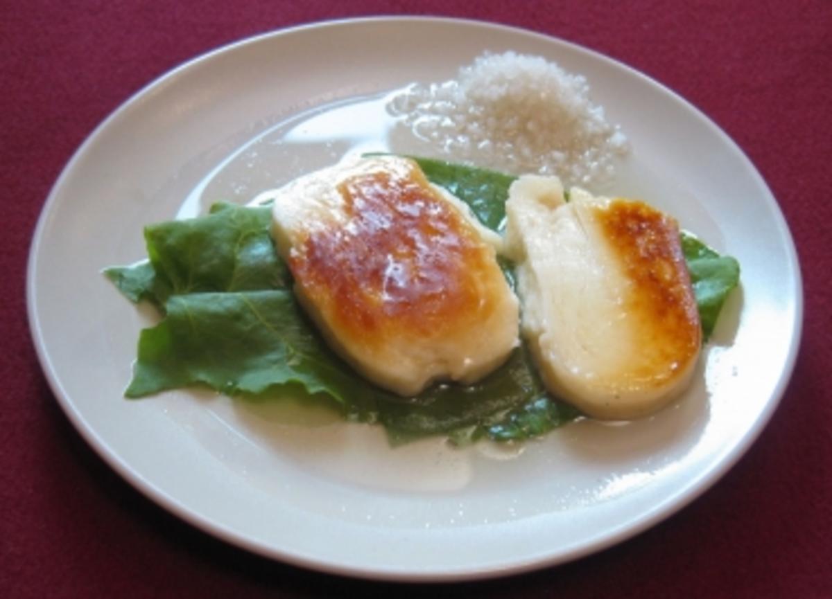 Bilder für Halloumi in einer Salz-Honig-Lake und Sauerampfer - Rezept