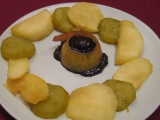 Apfel- und Gurkenscheiben karamellisiert und gegrillt mit Kakao-Nougat-Feigencreme - Rezept