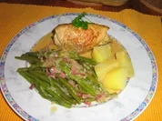 Puten-Rouladen mit Speck-Böhnle - Rezept