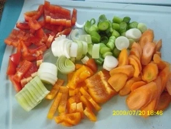 Fleisch:  Hähnchen in Kokossoße mit Galgant und Paprika - Rezept - Bild Nr. 2