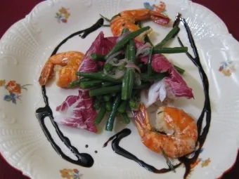 Bohnen mit gebratenen Krabben - Rezept