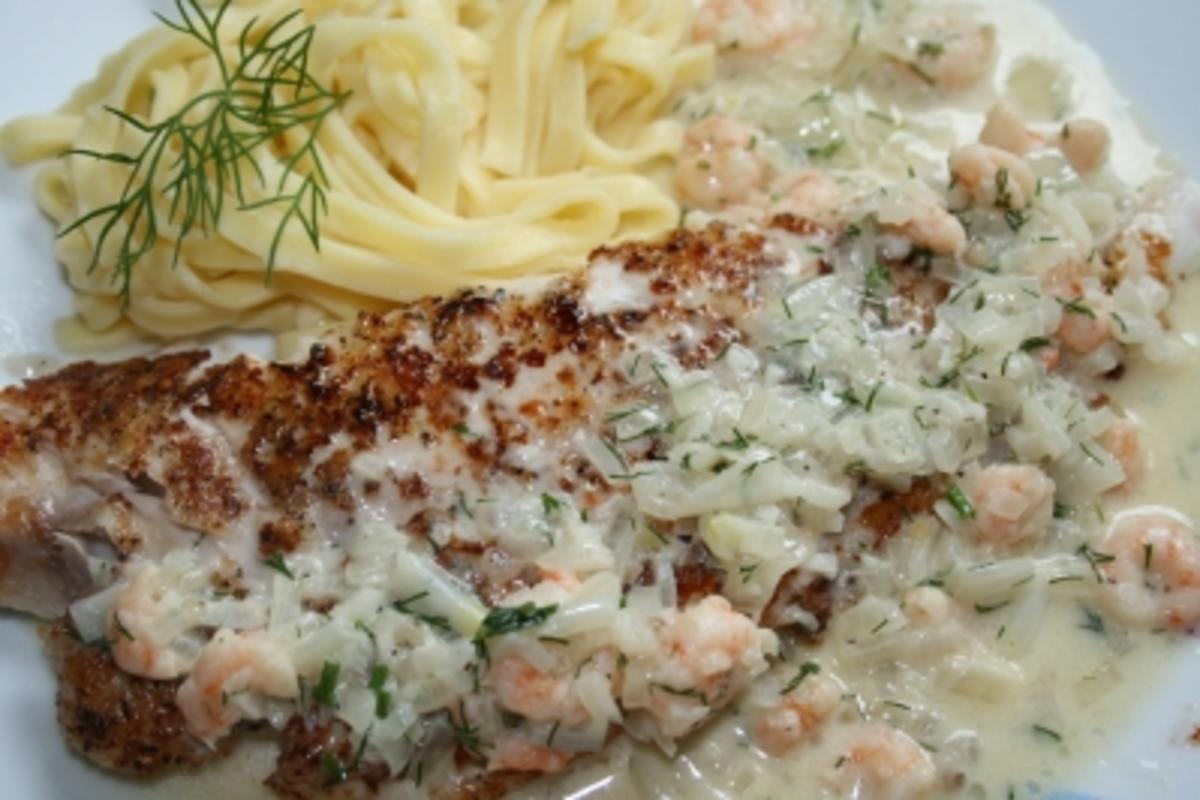 Rotbarschfilet in Krabben - Sahne - Sauce - Rezept - kochbar.de