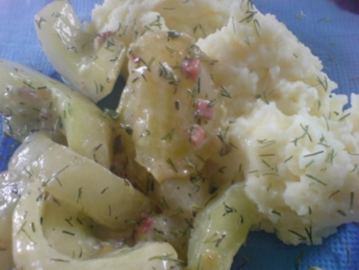 Kartoffelpüree mit Schmorgurken - Rezept - Bild Nr. 2