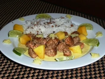 Fischnuggets im Sesam-Mantel mit exotischer Mangosoße - Rezept