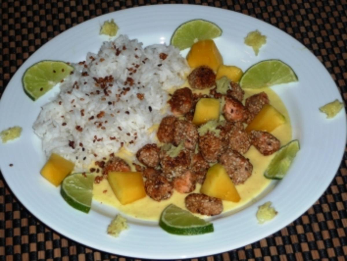 Fischnuggets im Sesam-Mantel mit exotischer Mangosoße - Rezept