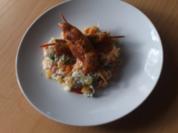 Putenspieße mit Gemüsereis - Rezept