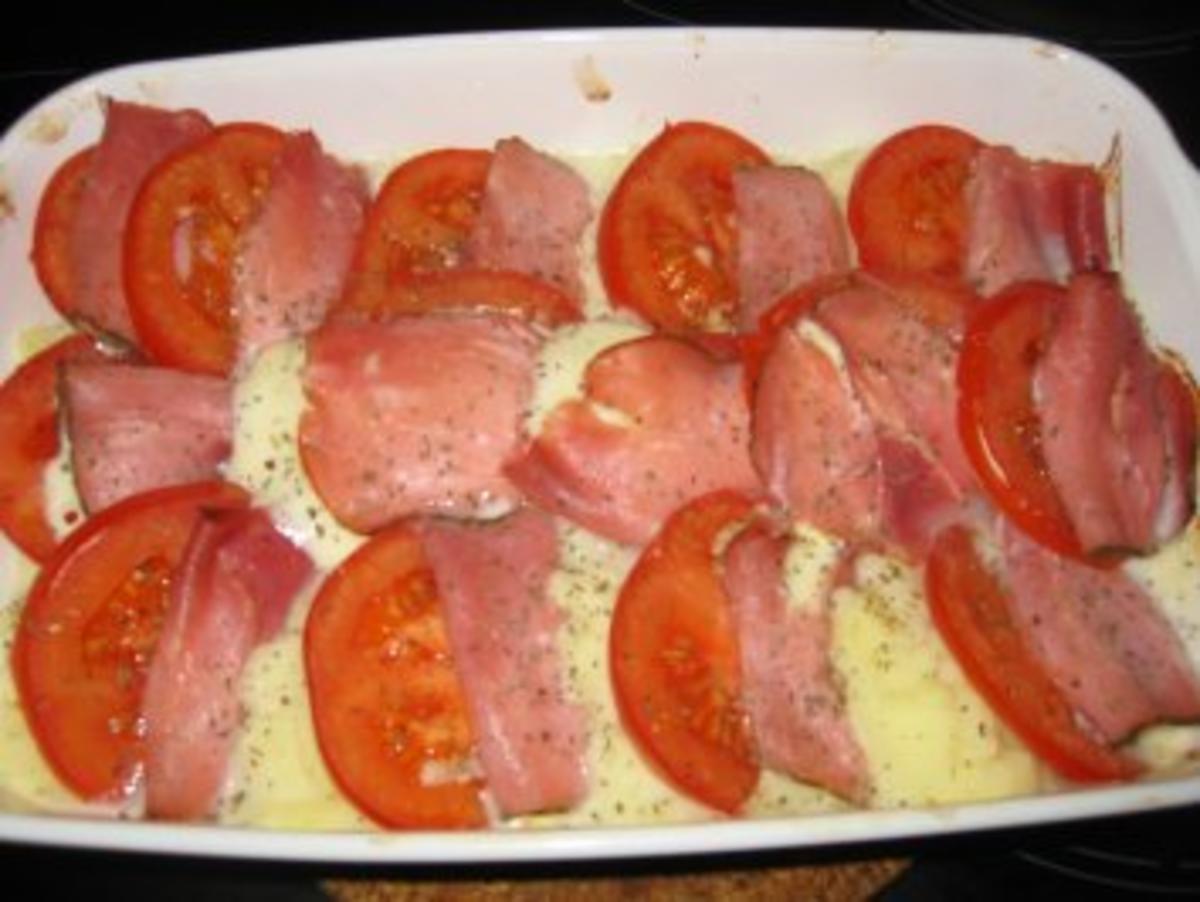 Püreeauflauf mit Tomaten und Mozzarella - Rezept
