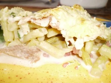 Rezept: Auflauf- Wachsbohnen mit Räucherforelle Bild Nr. 6 Auflauf- Wachsbohnen mit Räucherforelle - Rezept - Bild Nr. 6