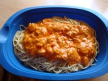 Spaghetti mit Garnelen und Sahne -Knoblauch-Sauce - Rezept