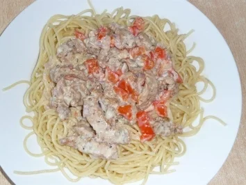 Rezept: Spaghetti mit Gyrossauce Spaghetti mit Gyrossauce - Rezept