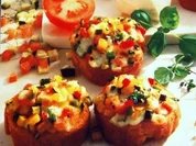 Überbackene Weißbrotscheiben mit Mozzarella - Rezept