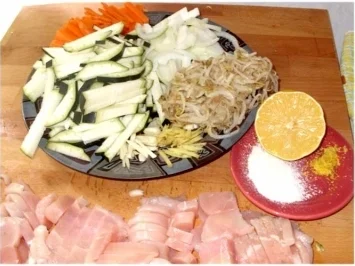 Rezept: Gebratene Eiernudeln mit Hähnchenbrust Bild Nr. 2 Gebratene Eiernudeln mit Hähnchenbrust - Rezept - Bild Nr. 2