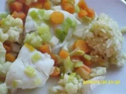 Fisch:  Zanderfilet in der Folie mit Gemüse und Zitronenrisotto - Rezept