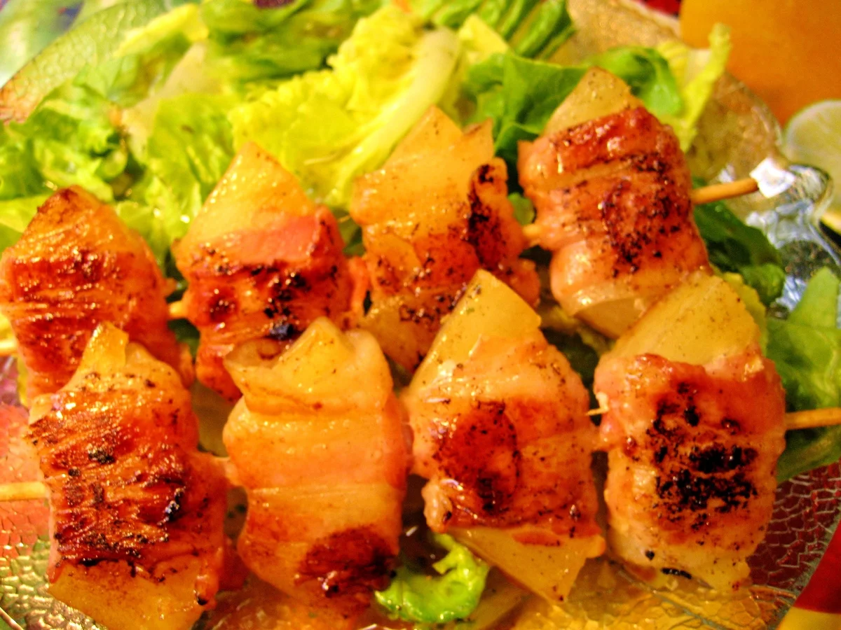 Rezept: Ananas-Speck-Spießchen zum Salat, fruchtig, rauchig, lecker Bild Nr. 101 Ananas-Speck-Spießchen zum Salat, fruchtig, rauchig, lecker - Rezept - Bild Nr. 101