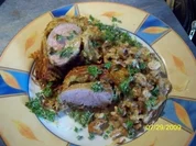 Schweinefilet im Kartoffelmantel mit Pfifferlingsrahmsoße - Rezept