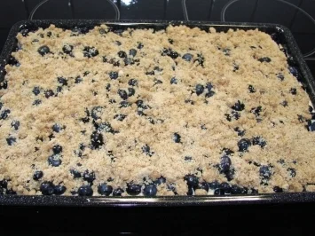 Rezept: Blech: Blaubeer-Hefe-Schmandkuchen mit Streuseln Bild Nr. 4 Blech: Blaubeer-Hefe-Schmandkuchen mit Streuseln - Rezept - Bild Nr. 4