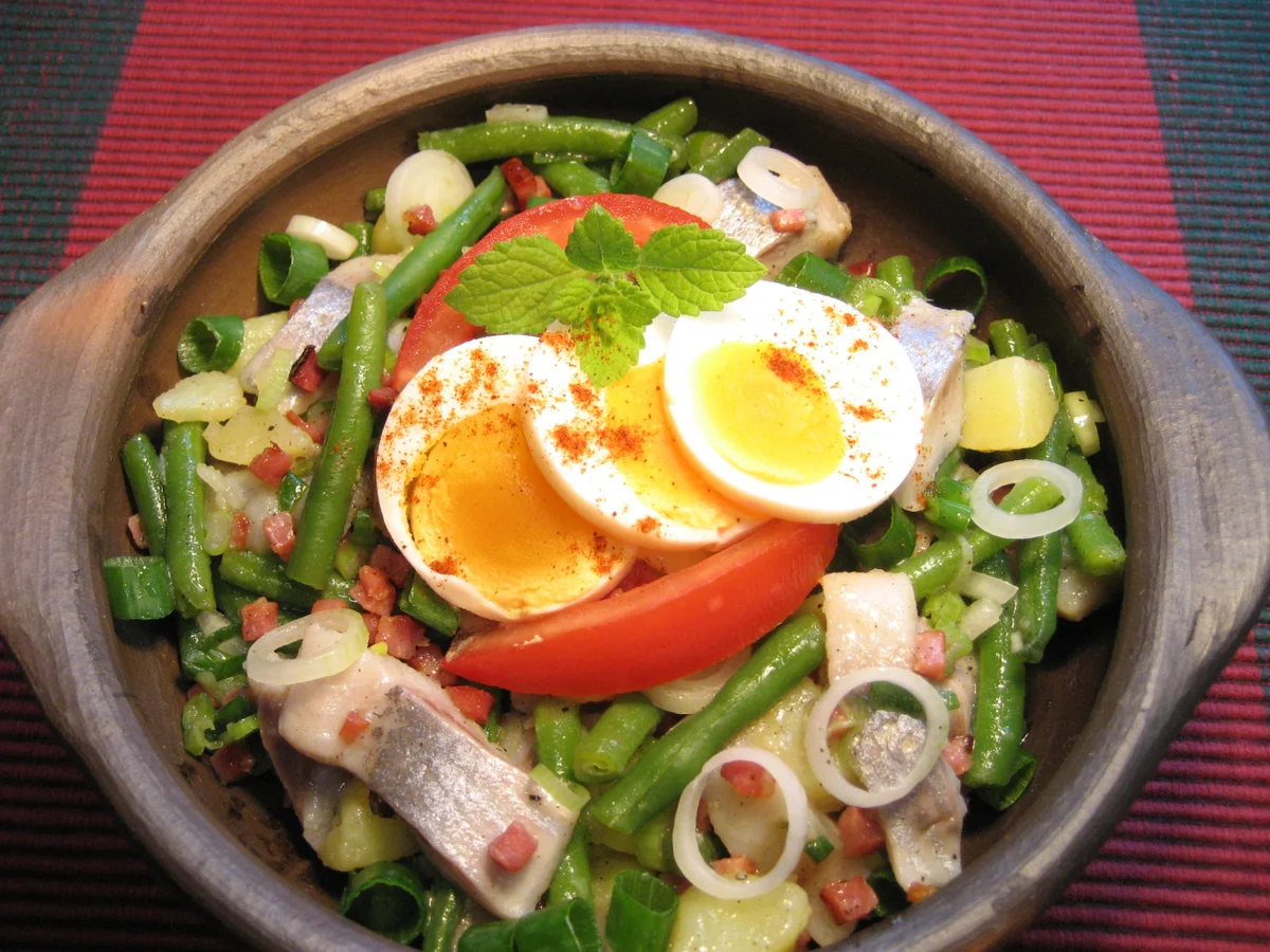 Matjes-Salat mit grünen Bohnen und Speck - Rezept - Bild Nr. 8372