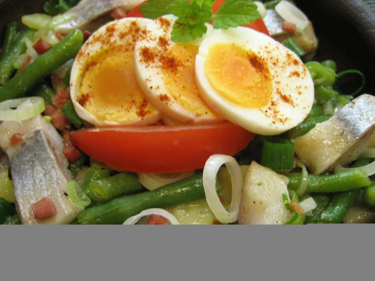 Matjes-Salat mit grünen Bohnen und Speck - Rezept - Bild Nr. 8373