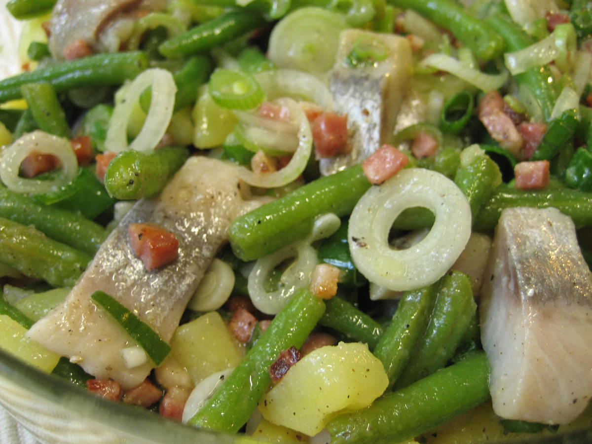 Matjes-Salat mit grünen Bohnen und Speck - Rezept - Bild Nr. 8374