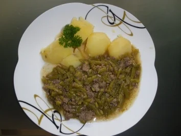 Rezept: Schnippelbohnenpfanne Schnippelbohnenpfanne - Rezept