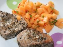 Thunfischsteak mit Melonen - Salsa - Rezept