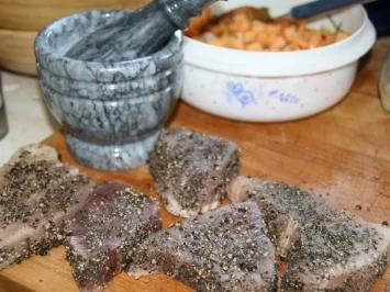 Thunfischsteak mit Melonen - Salsa - Rezept - Bild Nr. 5