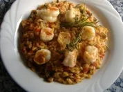 Paprikarisotto mit gebratenen Scampis - Rezept