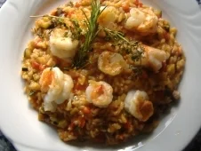 Paprikarisotto mit gebratenen Scampis - Rezept