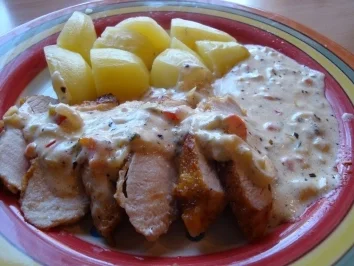 Schnitzel in Kräutercreme - Rezept