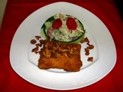 Panierter Pfannkuchen mit Pfifferlingen gefüllt - Rezept