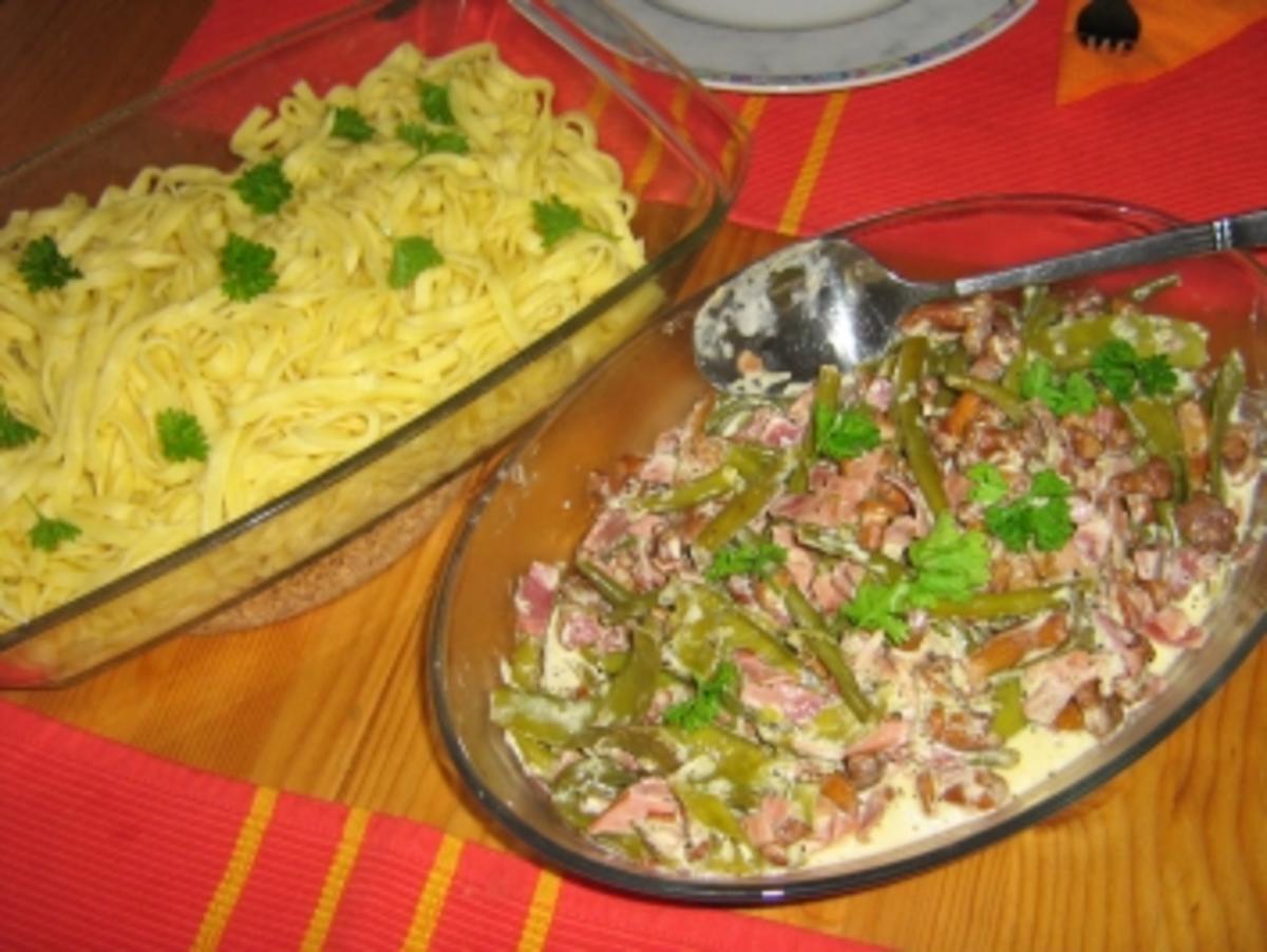 Pfifferling-Bohnen-Gemüse an Tagliatelle - Rezept - Bild Nr. 11