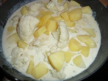 Blumenkohl - Kartoffeln in holländischer Sauce mit Schinken und Ei - Rezept - Bild Nr. 3