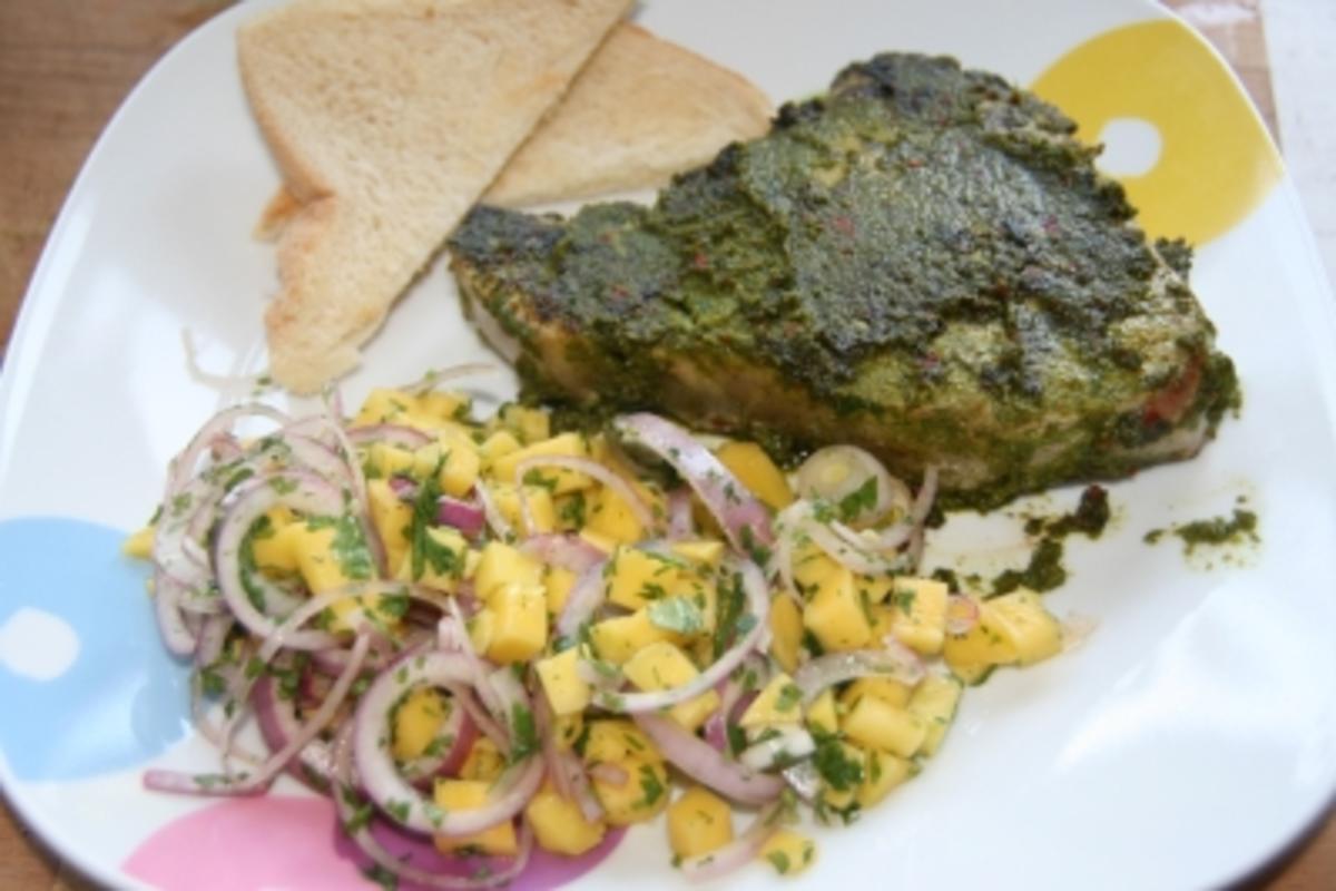 Koriander - Thunfischsteak mit Mango Salsa - Rezept