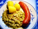Puffbohnen mit Mettwurst ... - Rezept