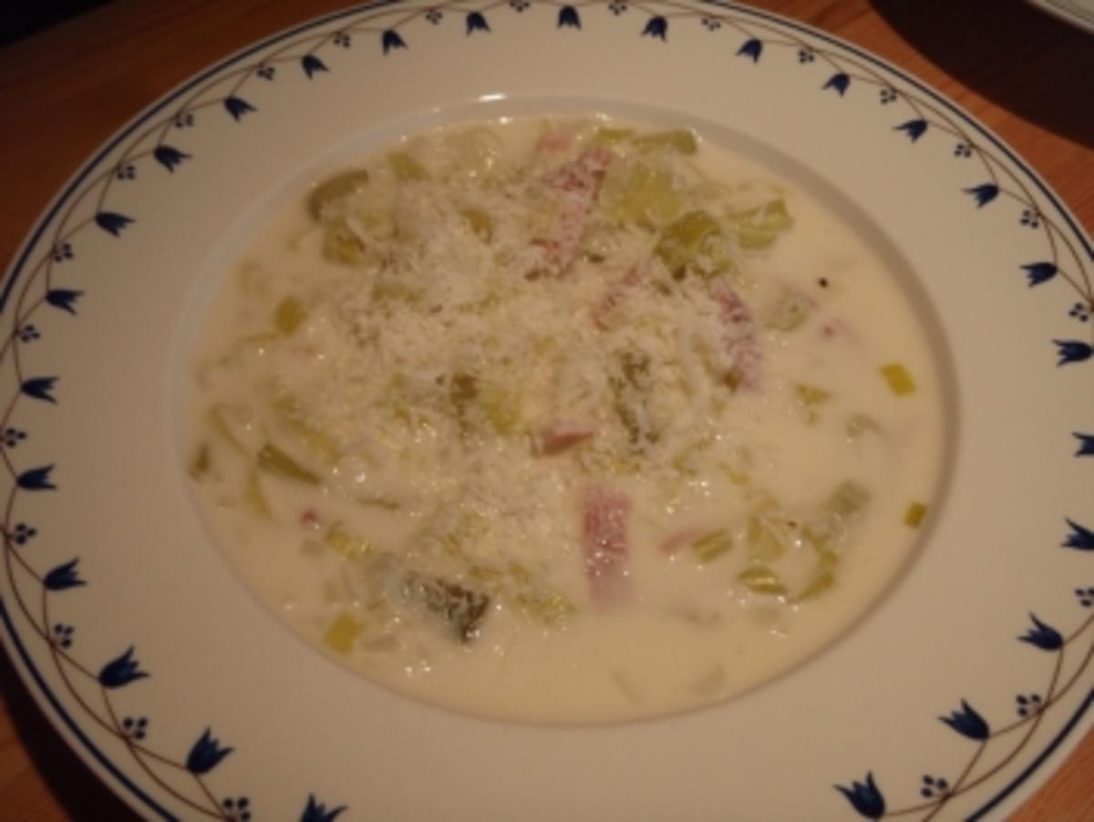 Lauchsuppe mit Schinken und Parmesan - Rezept