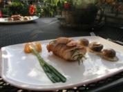 Spießiger Fisch im Mantel mit Gepäck - Rezept