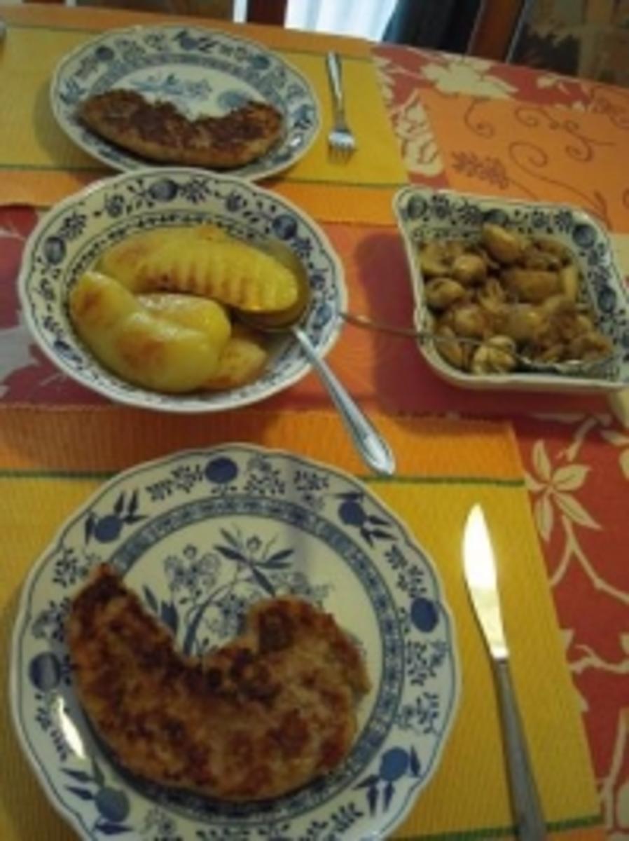Schnitzel mit Champignons und Grillkartoffeln - Rezept - Bild Nr. 4